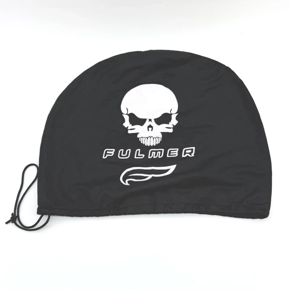 Fulmer Helmet Bag OS Black Skull Graphic Drawstring Soft Storage Pouch Hole